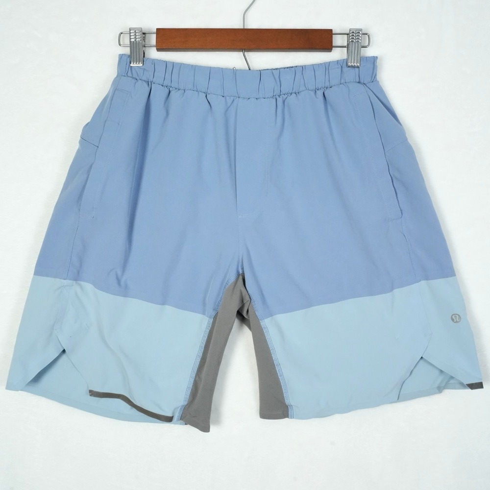 Lululemon Men's‎ Size Small Blue/Blue Train To Beach 8" Shorts Lined Stretch